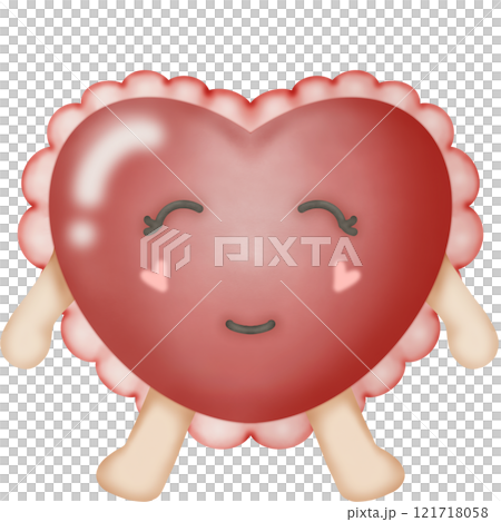 Red heart cartoon character hand drawn. Red heart cartoon character hand drawn. 121718058
