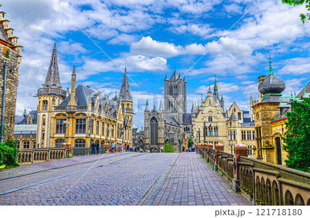 Ghent city historic centre, East Flanders province, Flemish Region, Belgium 121718180