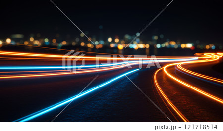道路を照らす光のライン 道路を照らす光のライン 121718514
