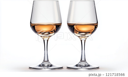 Rectangular-shaped wine glasses on the light background. 121718566