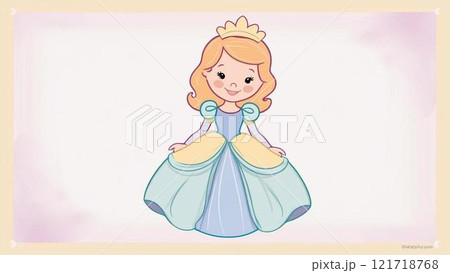 水色のドレスを着た可愛いプリンセスのイラスト 水色のドレスを着た可愛いプリンセスのイラスト 121718768
