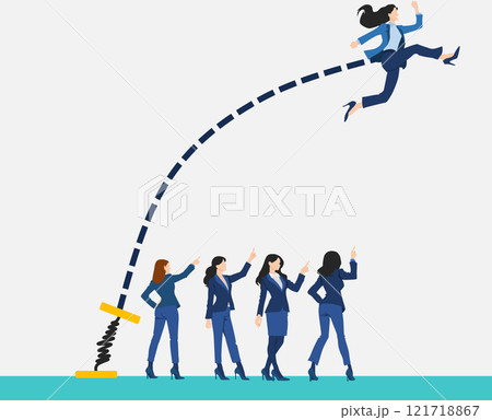 目標達成へのロードマップのイラスト(ビジネスウーマン) 目標達成へのロードマップのイラスト(ビジネスウーマン) 121718867