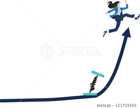 目標達成へのロードマップのイラスト(ビジネスウーマン) 121719163