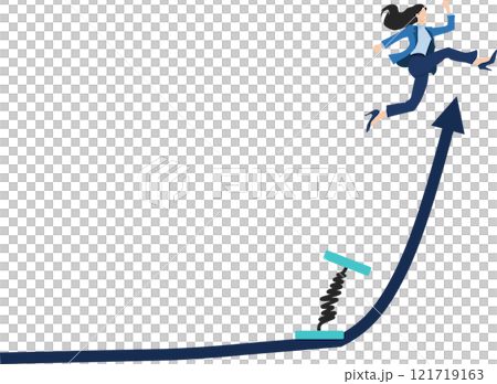 目標達成へのロードマップのイラスト(ビジネスウーマン) 121719163