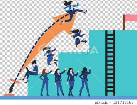 實現目標的路線圖插圖（女商人） 121719165