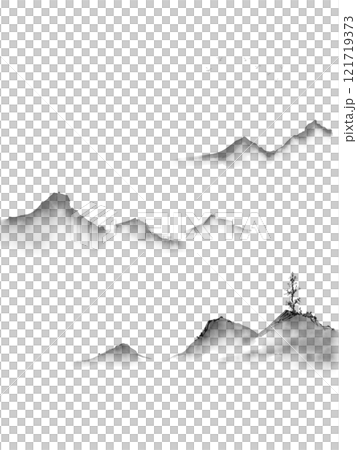 手描きで作成した山水画(水墨画背景なし) 手描きで作成した山水画(水墨画背景なし) 121719373