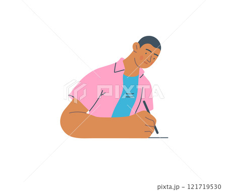 Writing people, modern flat vector concept illustration- sitting woman thoughtfully writing on paper. Metaphor for reflection, personal insight, contemplation, creative expression Writing people, modern flat vector concept illustration- sitting woman thoughtfully writing on paper. Metaphor for reflection, personal insight, contemplation, creative expression 121719530