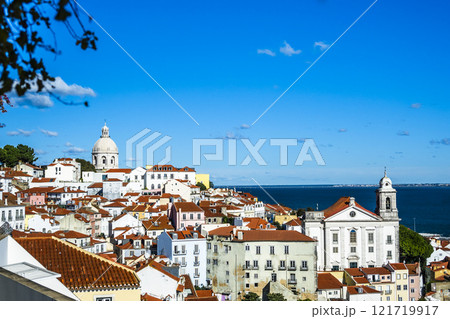 View of San Vicente de fora Church from Miradouro das Portas do Sol Observation Deck, Largo Porta do Sol, Lisbon. 121719917