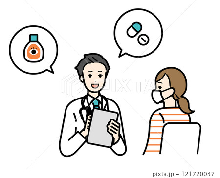 花粉症で医師に相談する女性のイメージイラスト 花粉症で医師に相談する女性のイメージイラスト 121720037