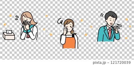 花粉症　様々な症状のイラストセット 121720039