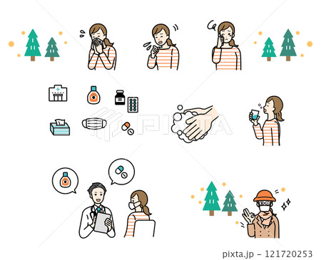 花粉症　イメージイラストセット 121720253