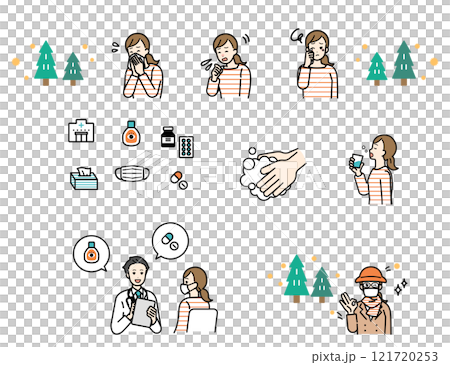 花粉症　イメージイラストセット 121720253