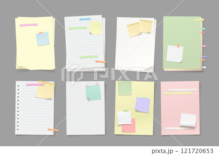 paper lists with a lot of stickers paper lists with a lot of stickers 121720653