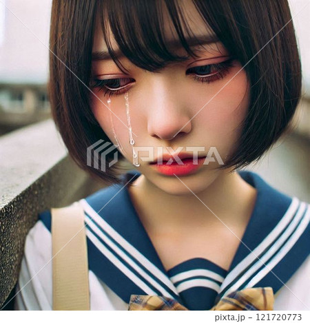 泣いている日本人女子高生 泣いている日本人女子高生 121720773
