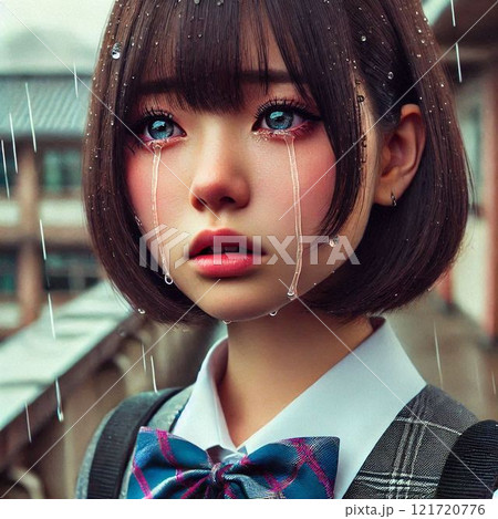 泣いている日本人女子高生 泣いている日本人女子高生 121720776