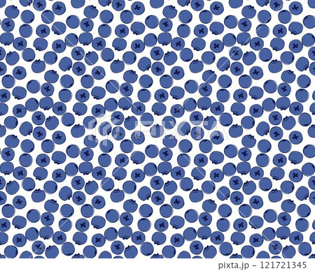 Blueberry. Seamless vector pattern with wild berries on a white transparent background.  Perfect for design templates, wallpaper, wrapping, fabric, print and textile. 121721345