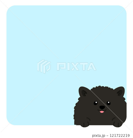 四角いアイコンから顔を出すシンプルで可愛い黒ポメラニアン 121722219