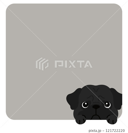 四角いアイコンから顔を出すシンプルで可愛いパグ 121722220