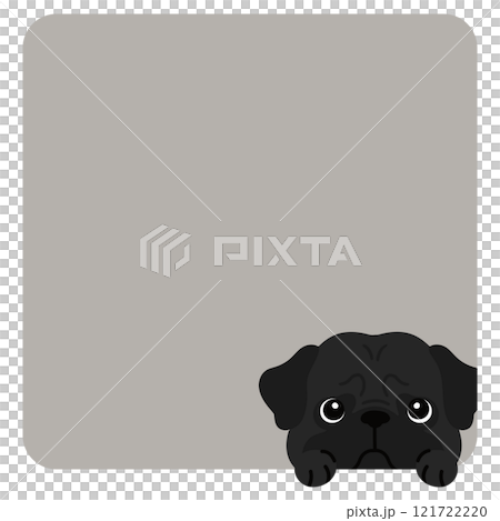 A simple and cute pug peeking out from a square icon 121722220