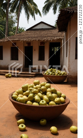 Harvested Apples in a Tropical Village Harvested Apples in a Tropical Village 121722230