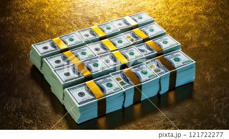 Bundles of Dollars on a Luxurious Gold Background 121722277