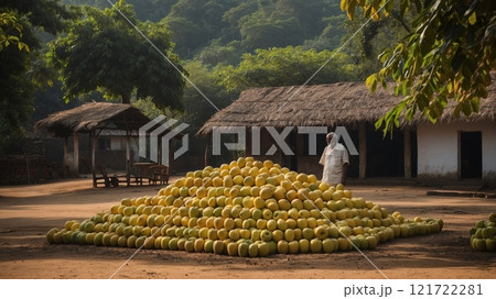 Harvested Apples in a Tropical Village 121722281