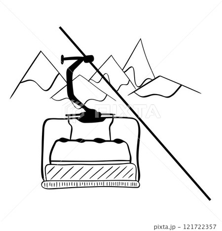 Ski Lift graphic line composition in mountains. Vector Design. Ski Lift graphic line composition in mountains. Vector Design. 121722357