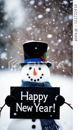 Snowman Wishing a Happy New Year Snowman Wishing a Happy New Year 121722410