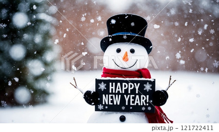 Snowman Wishing a Happy New Year Snowman Wishing a Happy New Year 121722411