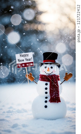 Snowman Wishing a Happy New Year 121722412