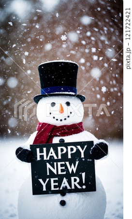 Snowman Wishing a Happy New Year Snowman Wishing a Happy New Year 121722421