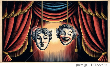 Theatrical Masks Representing Comedy and Tragedy Theatrical Masks Representing Comedy and Tragedy 121722486