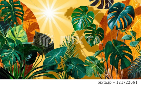 Tropical Leaves on a Bright Background 121722661