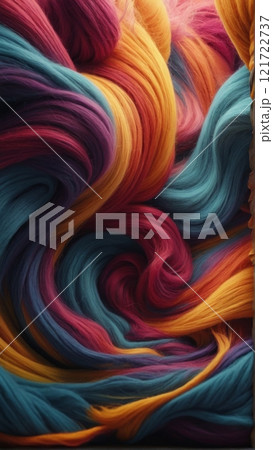 Abstract background made of colored wool yarn. 121722737