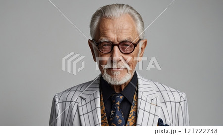 Stylish Elderly Man in Trendy Club Attire 121722738
