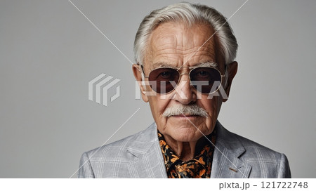 Stylish Elderly Man in Trendy Club Attire 121722748