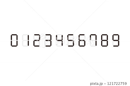 シルエットのある0～9のデジタル数字配列 121722759