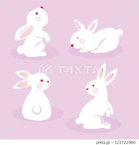 Cute Rabbit cartoon character design collection on a pink background. Cute Rabbit cartoon character design collection on a pink background. 121722960