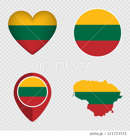 Lithuania Flag Icons Pack. Vector illustration. Lithuania Flag Icons Pack. Vector illustration. 121723531