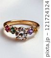 gold ring with multicolored gemstones 121724324
