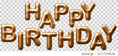 3D圖像_氣球_生日快樂_金色 121724626