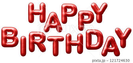 3D画像_風船_HAPPY BIRTHDAY_赤 121724630