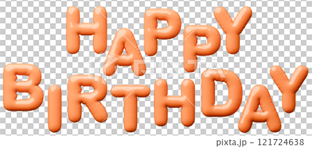 3D圖像_氣球_生日快樂_橙色 121724638