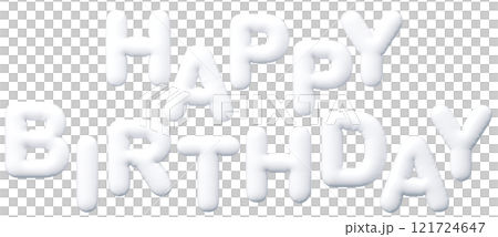 3D画像_風船_HAPPY BIRTHDAY_白 3D画像_風船_HAPPY BIRTHDAY_白 121724647
