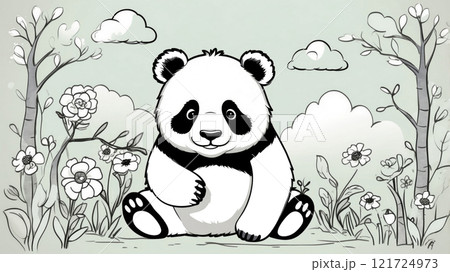Animal Coloring Book for Children's Development with Outline Drawings 121724973