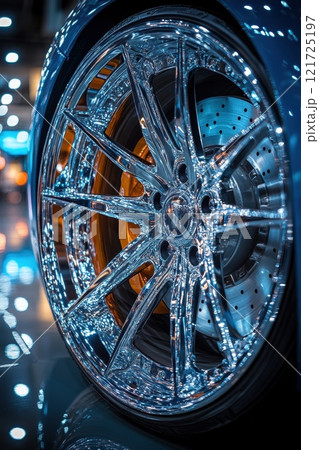 Luxury passenger car wheels with low profile tires on aluminum alloy wheels 121725197