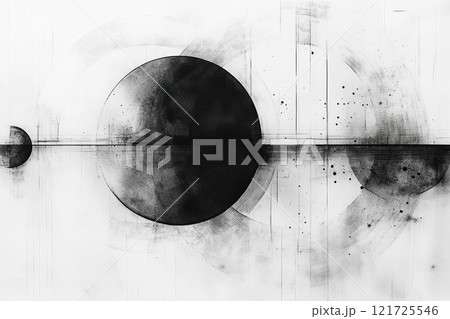 Arbitrary circles drawn in pencil on white paper. Pencil graphics 121725546