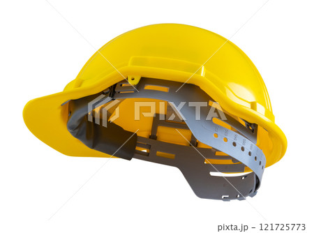 Yellow safety construction helmet isolated on white background 121725773