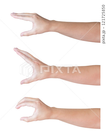 man hand gesture holding something set isolated on white background man hand gesture holding something set isolated on white background 121725850