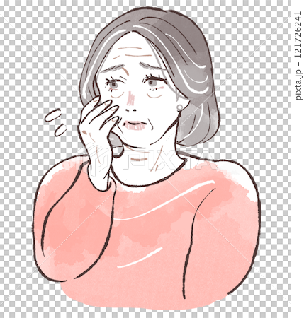 Plump senior woman in trouble 121726241